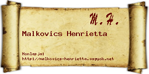 Malkovics Henrietta névjegykártya