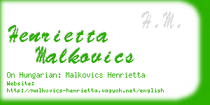 henrietta malkovics business card